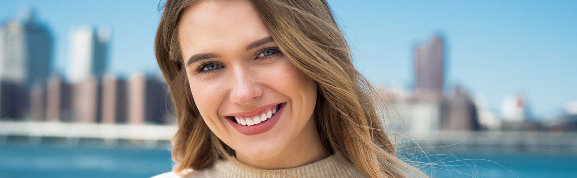 Beautiful woman smiling after Pelleve treatments
